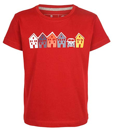 ELKLINE Kids' T-Shirt Tiny House with VW T1 Bulli Print, Color: Chili Pepper Red, on Sale
